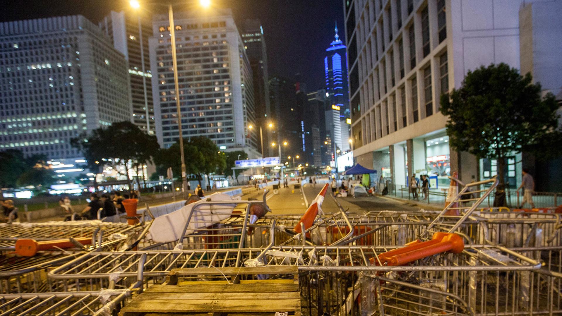 Immer noch Barrikaden der Occupy-Central-Bewegung in Hongkong