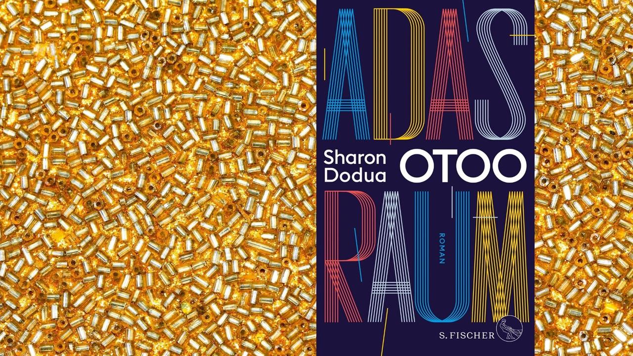 Buchcover: Sharon Dodua Otoo: „Adas Raum“, Goldene Perlen im Hintergrund