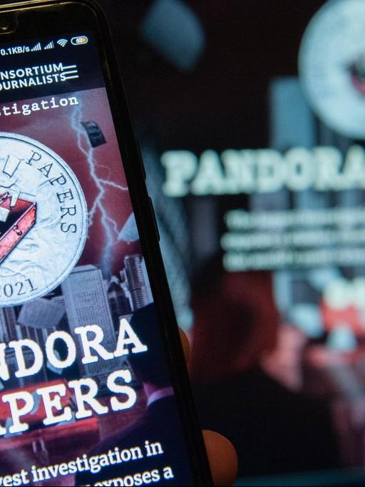 Pandora Papers-Webseite zu sehen auf einem Smartphone