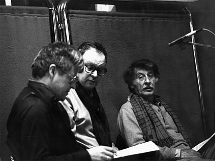Detlef Jacobsen, Jörg Jannings, George Tabori bei der Produktion von "Sigmunds Freude"