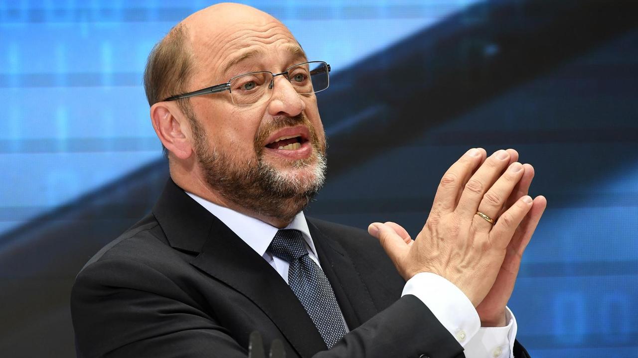 SPD-Kanzlerkandidat Martin Schulz präsentiert am 16.07.2017 in Berlin seinen Zukunftsplan "Das moderne Deutschland - Zukunft, Gerechtigkeit, Europa"