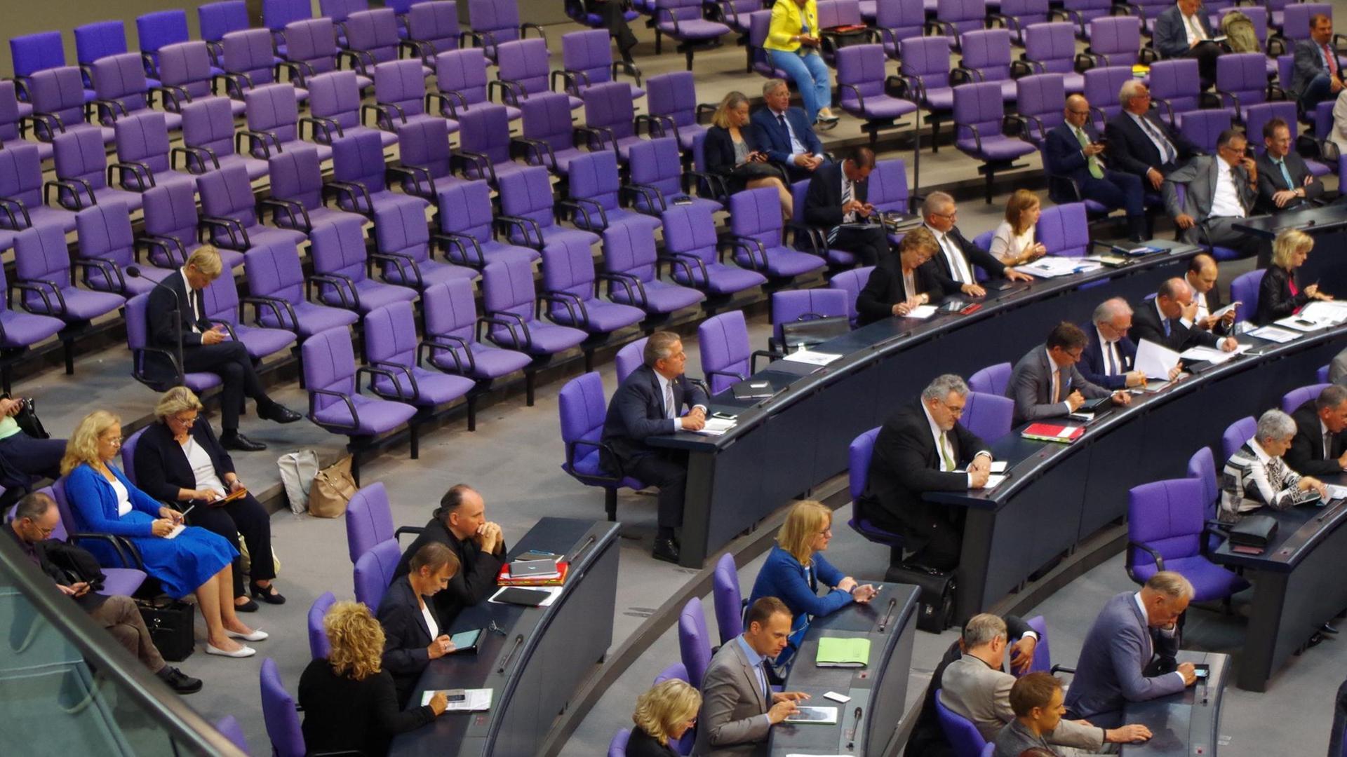 Leere Hinterbanken im Bundestag in Berlin. Im Bild: Der CDU-Politiker und sogenannte Euro-Rebell Klaus-Peter Willsch
