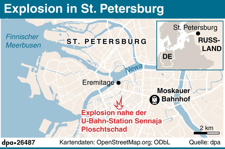 Karte: Ort der Explosion in St. Petersburg