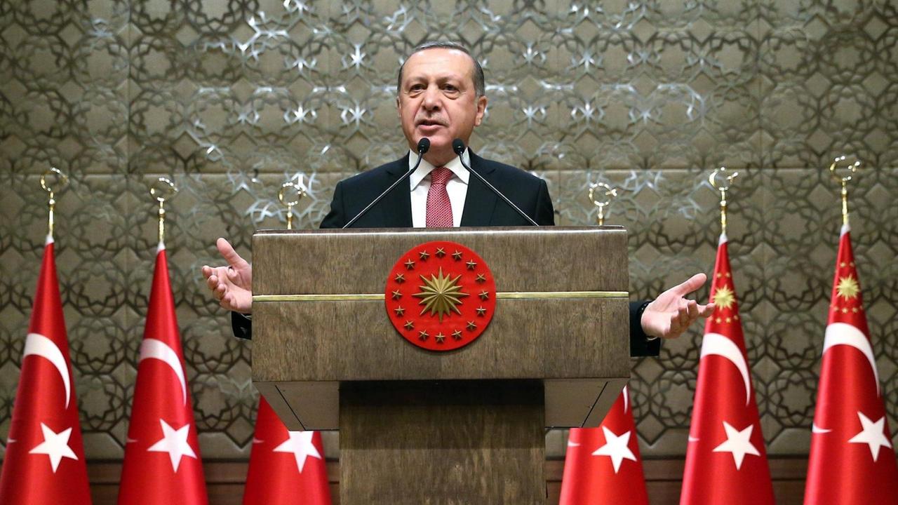 Der türkische Staatspräsident Recep Tayyip Erdogan im Präsidentenpalast in Ankara.