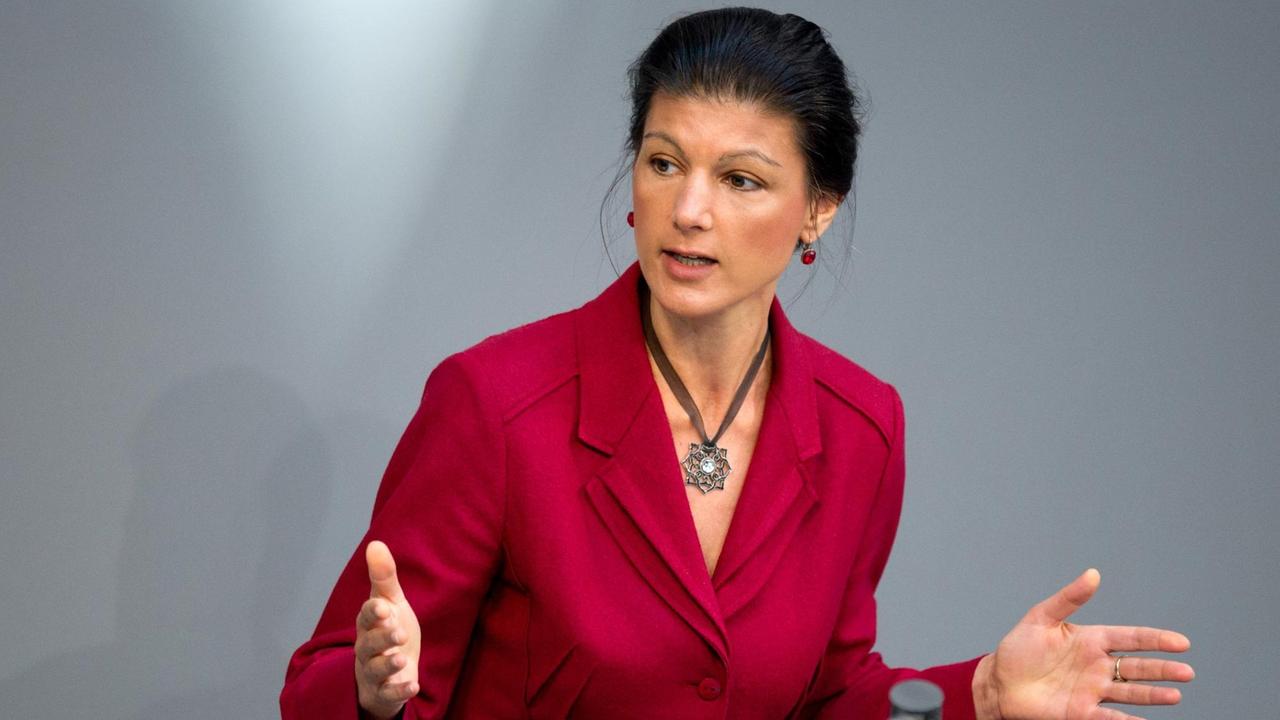 Sahra Wagenknecht während einer Rede im Bundestag.