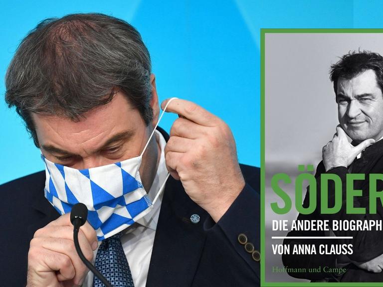 Der Bayrische Ministerpräsident Markus Söder und das Buch von Anna Clauß: "Söder. Die andere Biographie"