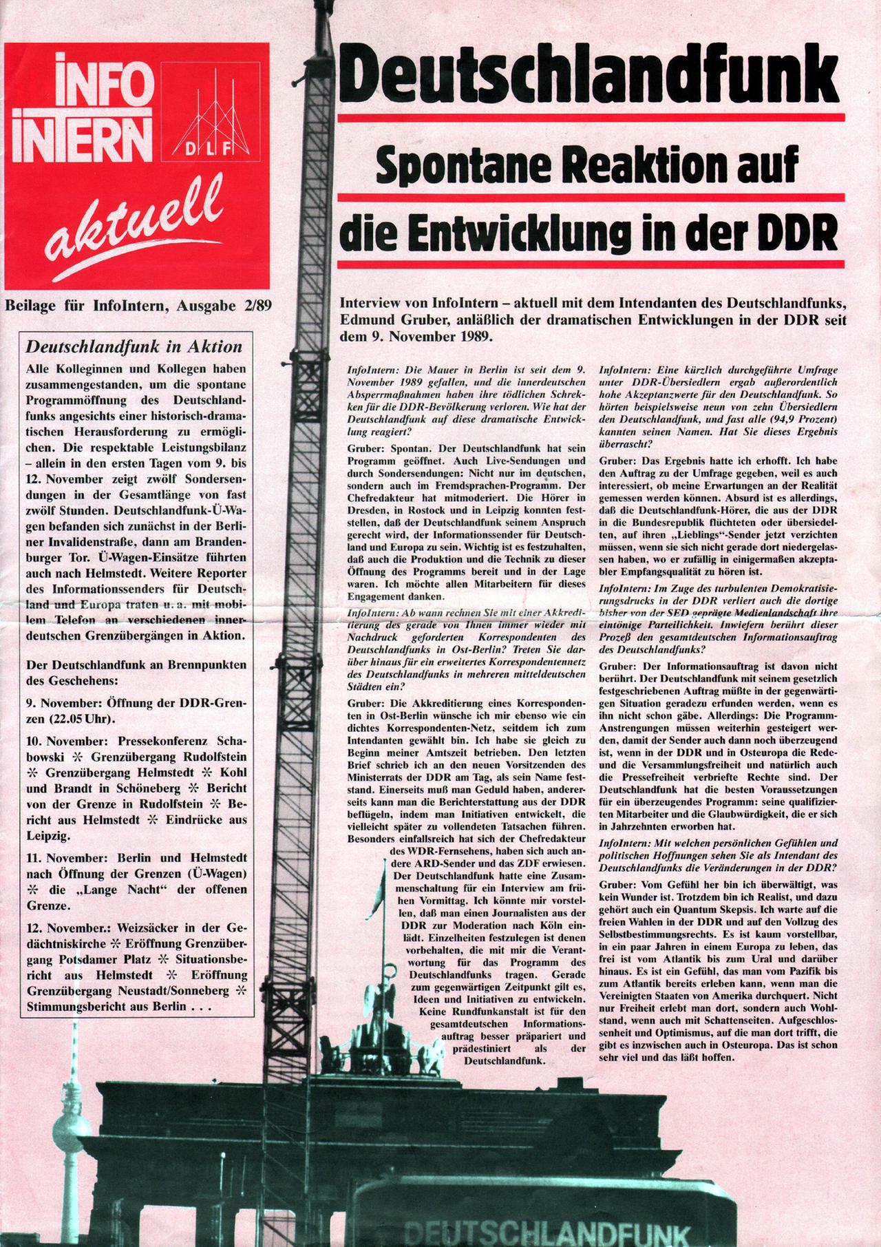 Die "Info Intern"-Ausgabe 2/89 des Deutschlandfunk. 