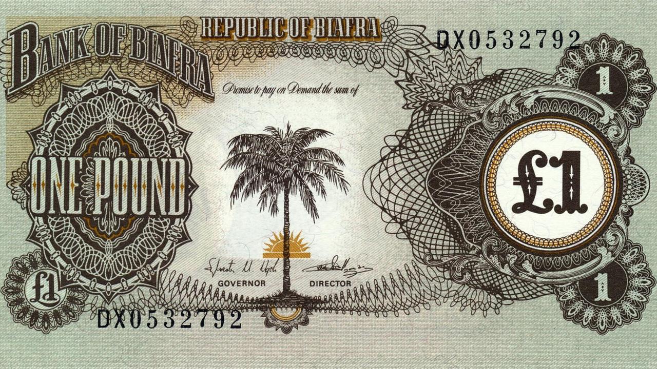 Eine 1-Pfund-Banknote von 1968 aus Biafra.