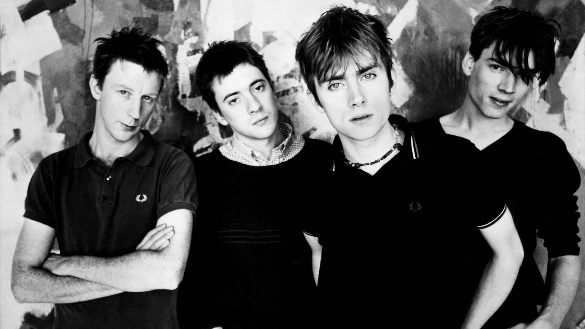 Die Indie/Alternative Rock Band "Blur": Graham Coxon, Dave Rowntree, Alex James & Damon Albarn, 1994.