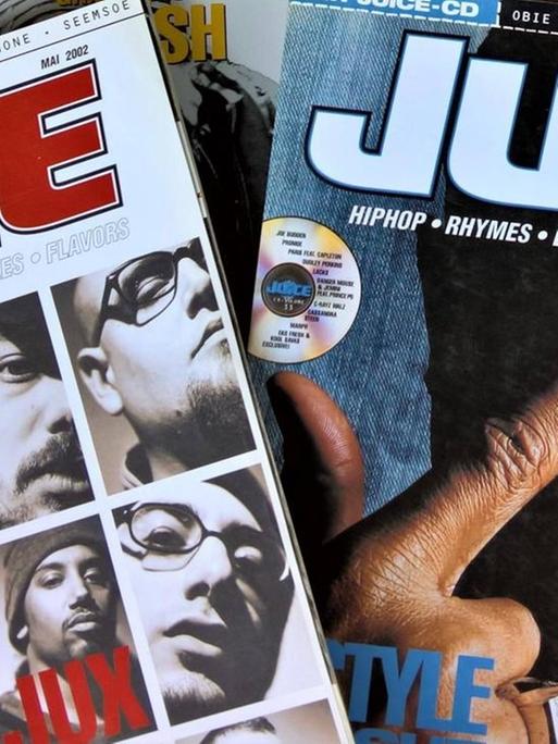Das Bild zeigt vier Ausgaben des HipHop-Magazins "Juice".
