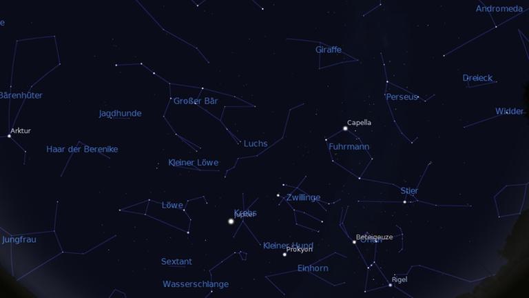 Der Sternenhimmel Mitte März gegen 21 Uhr Der Sternenhimmel Mitte März gegen 21 Uhr