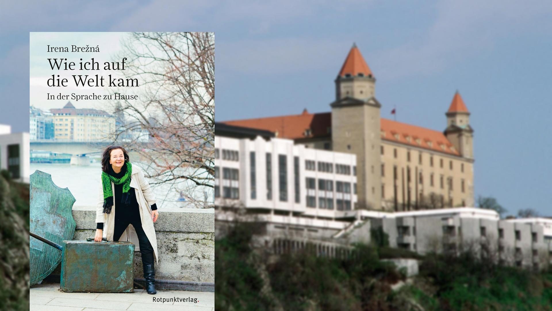 Cover von "Wie ich auf die Welt kam" mit dem Parlament und dem Schloss von Bratislava im Hintergrund.