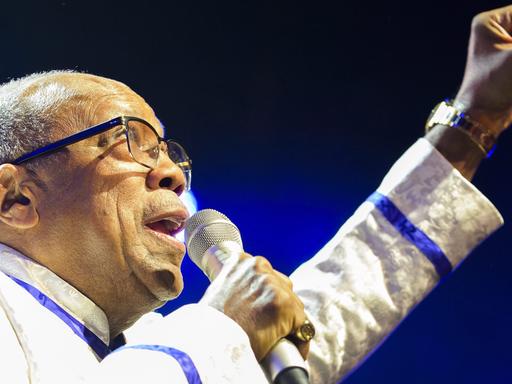 US music producer Quincy Jones performs on the stage of the Auditorium Stravinski during a show organized by U.S. music producer Quincy Jones at the 50th Montreux Jazz Festival, in Montreux, Switzerland, 08 July 2016