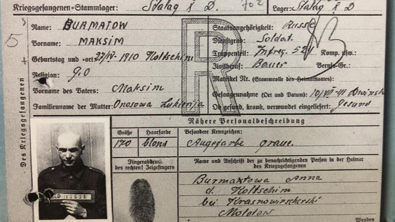 Die von der Wehrmacht angelegte Personalkarte von Maksim Burmantow