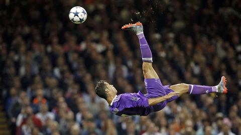 Fallrückzieher von Christiano Ronaldo beim Champions-League-Finale Juventus Turin gegen Real Madrid am 3. Juni 2017