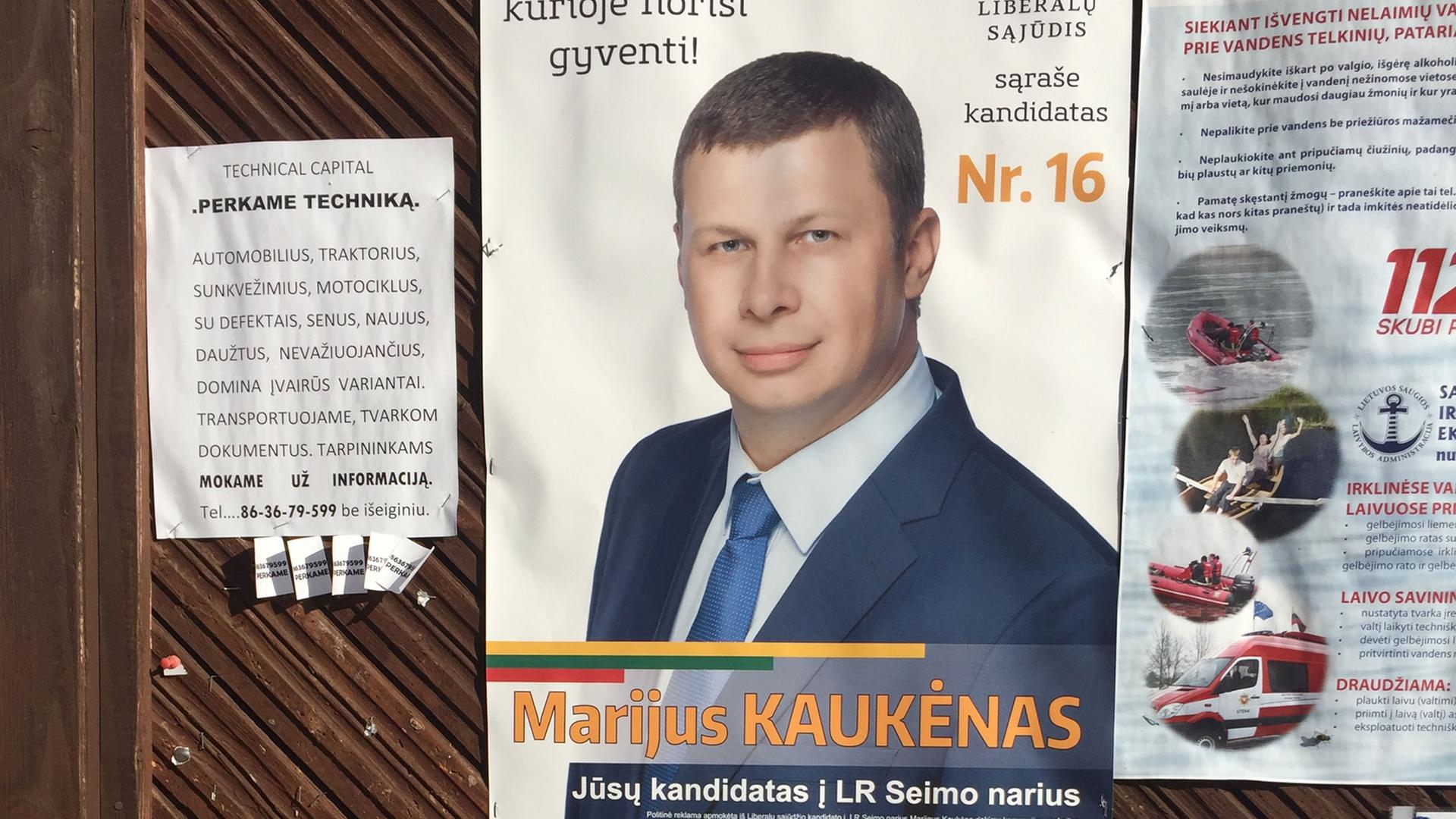Wahlkampf in Utena: Marijus Kaukėnas ist Fraktionsvorsitzender der Liberalen im Stadtrat und will jetzt ins Parlament Litauens.