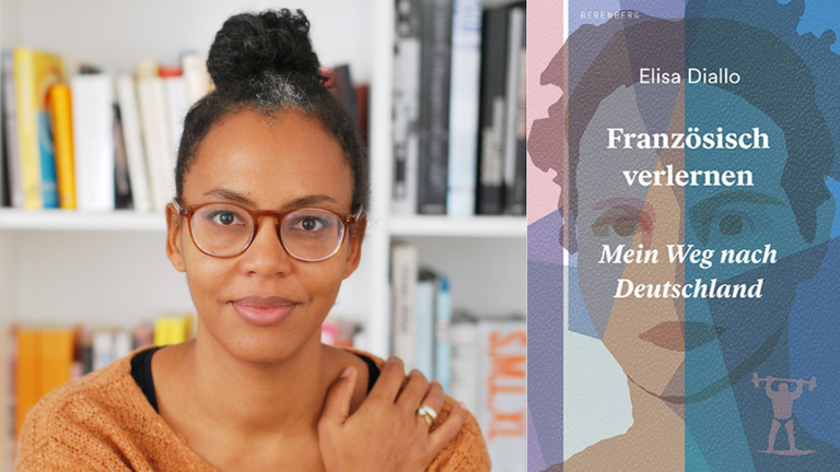 Die Autorin Elisa Diallo und das Cover von "Französisch verlernen"