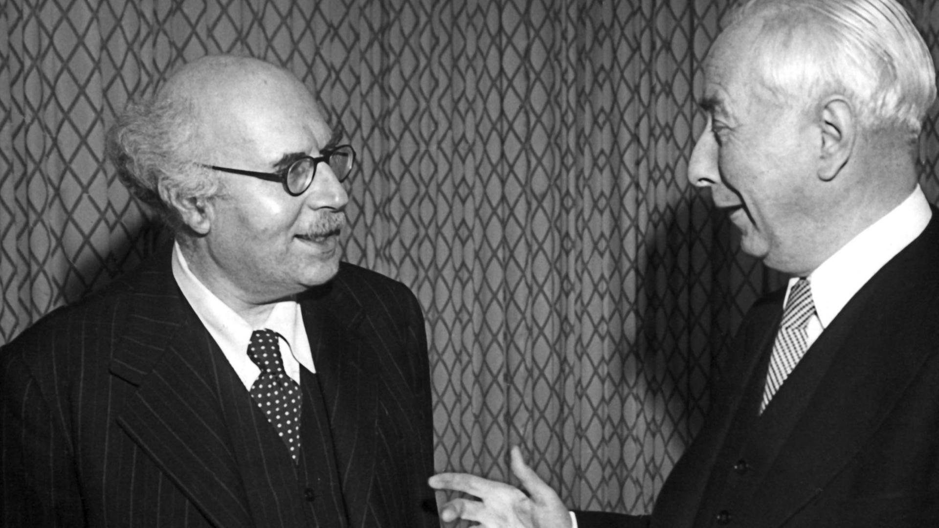Der Verleger, Schriftsteller und Philanthrop Victor Gollancz wurde im März 1950 von Bundespräsident Theodor Heuss empfangen
