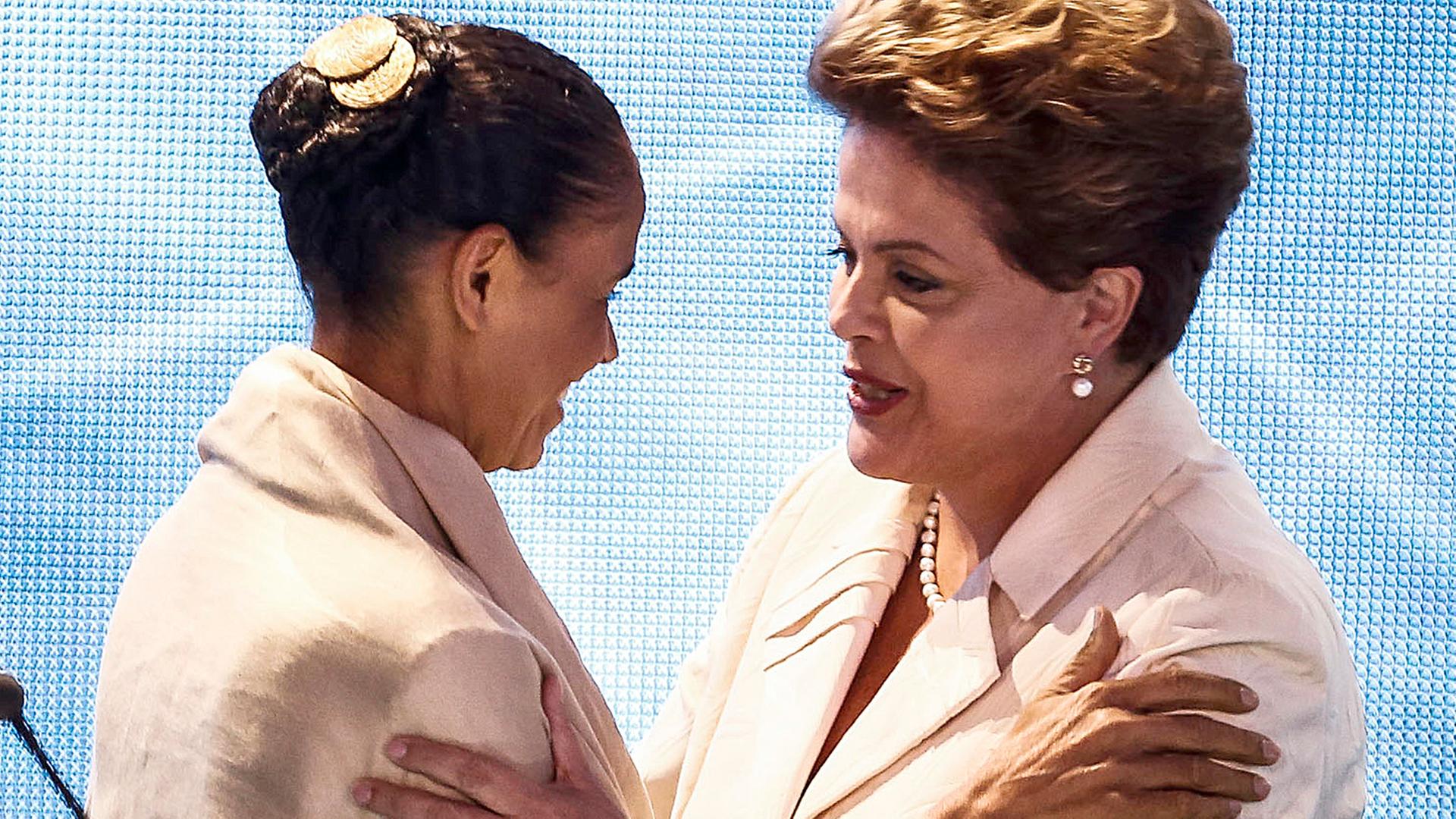 Amtsinhaberin Dilma Rousseff (r.) und ihrer Herausforderin Marina Silva