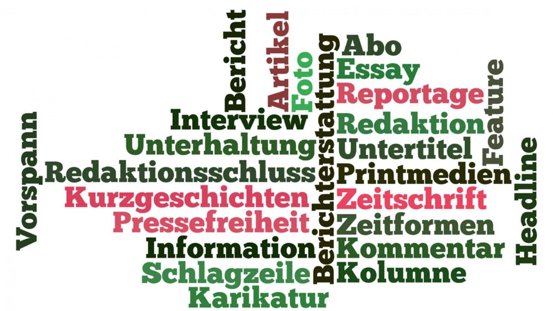 Schlagwortwolke rund um Medien