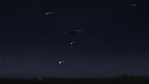 Venus, Mars und Mondsichel morgen früh am Osthimmel