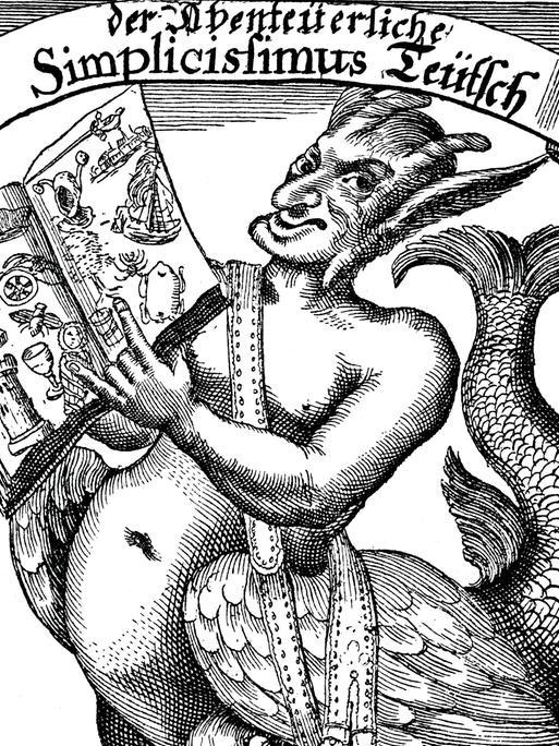 Illustration aus Grimmelshausens Simplicissimus, ein Kupferstich von 1669.