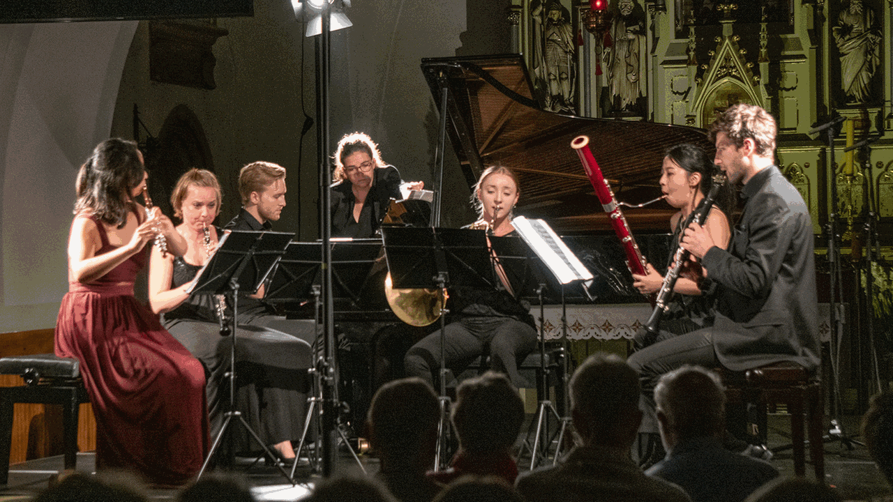 Ein Ensemble des Festivals Krzyżowa-Music in der Pfarrkirche St. Anna in Grodziszcze (ehem. Gräditz) am 23.8.2019
