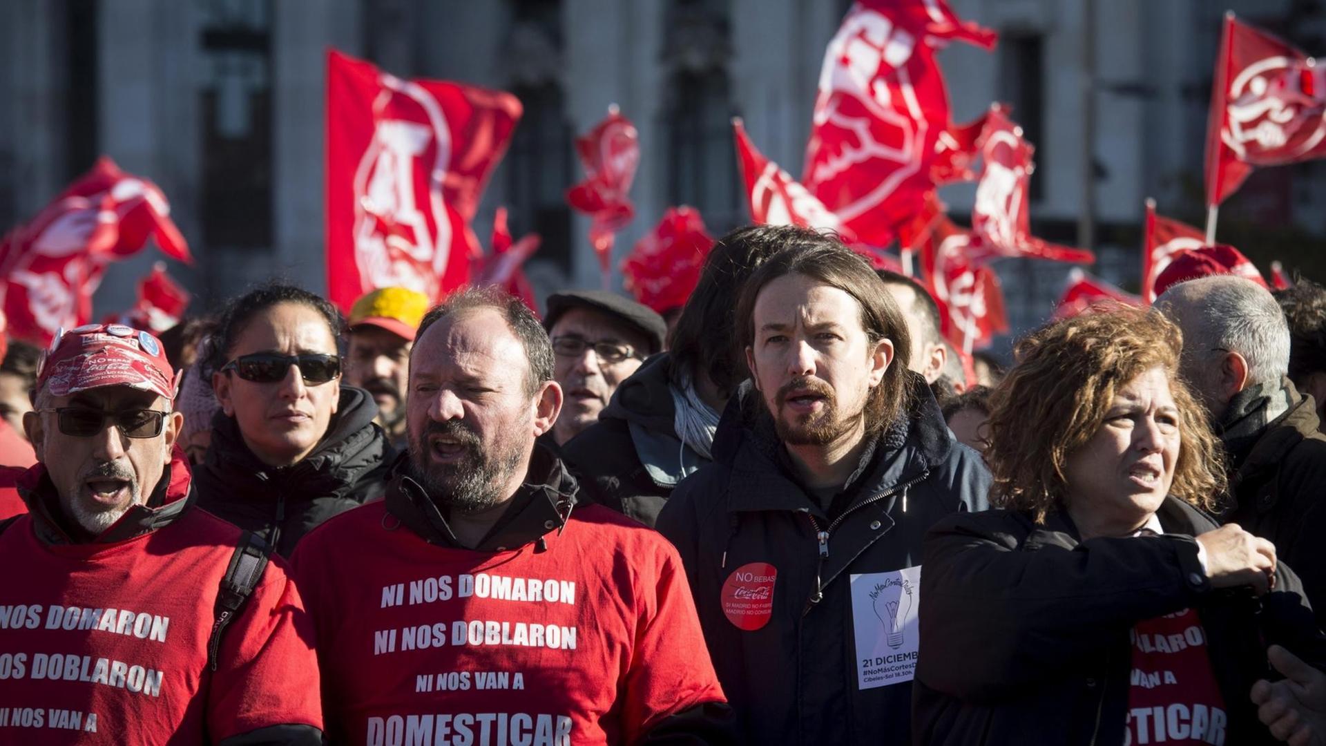 Demonstrationen in Madrid gegen die Sparpolitik der Regierung (18.12.2016).