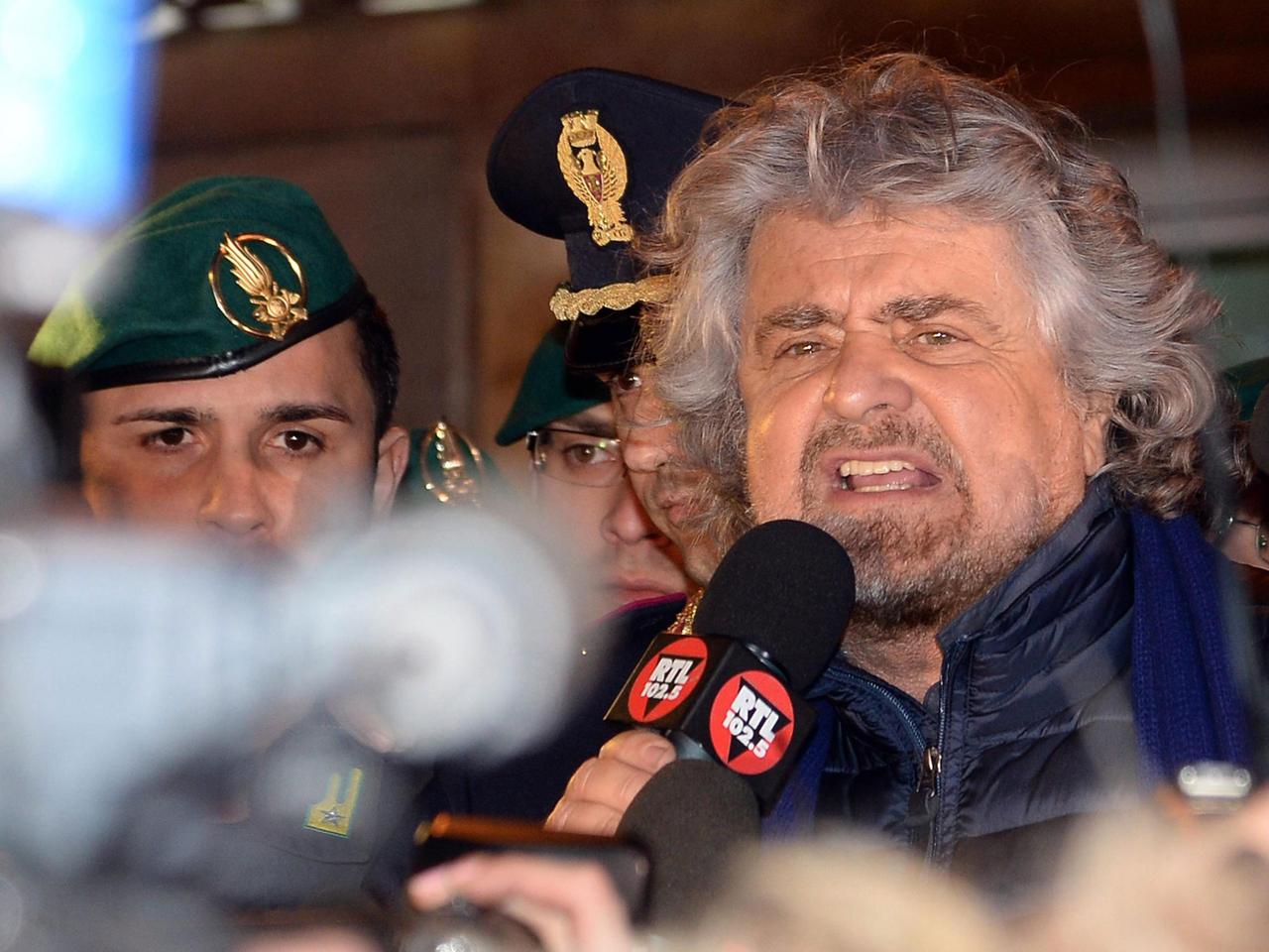 Beppe Grillo, italienischer Komiker und Politiker, der in Italien die "Fünf-Sterne-Bewegung" gründete.
