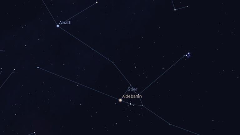 Aldebaran und die Plejaden im Sternbild Stier