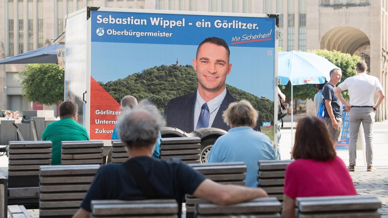 Wahlkampfveranstaltung der AfD am 16. Juni 2019, Sebastian Wippel ist AfD-Landtagsabgeordneter und Oberbürgermeisterkandidat für Görlitz