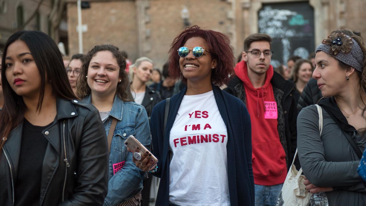 Women's March in Barcelona, Spanien, am 21. Januar 2018
