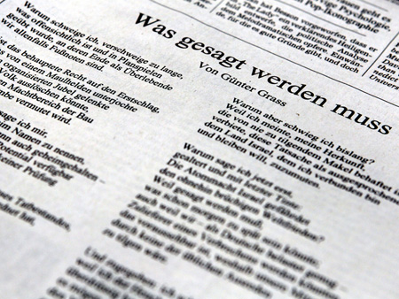 Das Gedicht "Was gesagt werden muss" druckte die Süddeutsche Zeitung am 4.4. ab