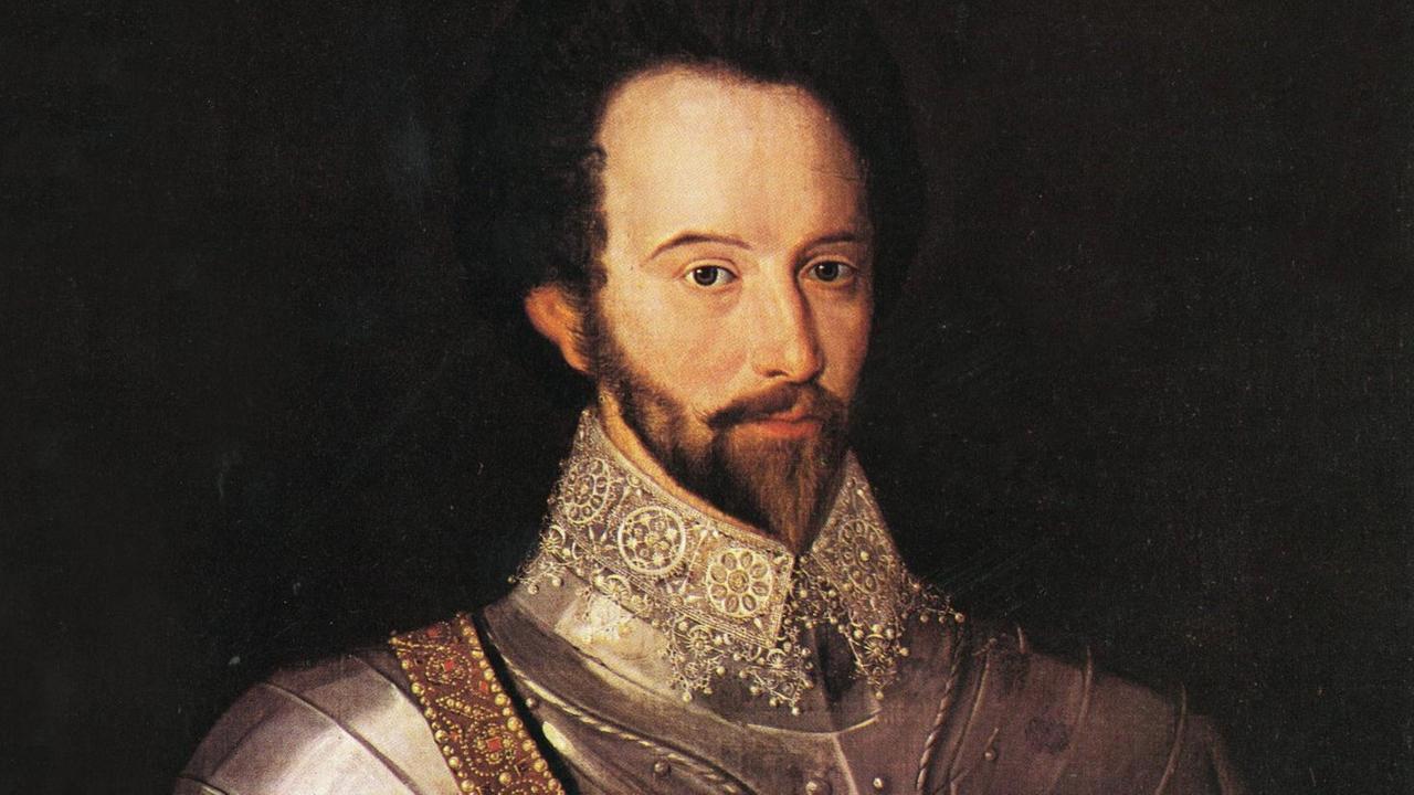 Der englische Seefahrer, Dichter und Staatsmann Sir Walter Raleigh (1552 - 29. Oktober 1618) in einer Buchillustration.