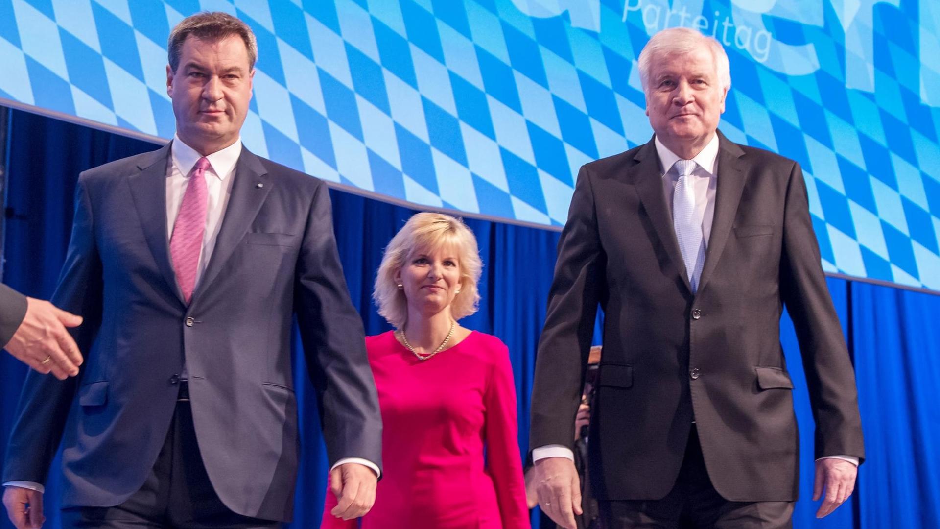 Bayerns Ministerpräsident Markus Söder, die stellvertretende CSU-Generalsekretärin Daniela Ludwig und Bundesinnenminister Horst Seehofer.