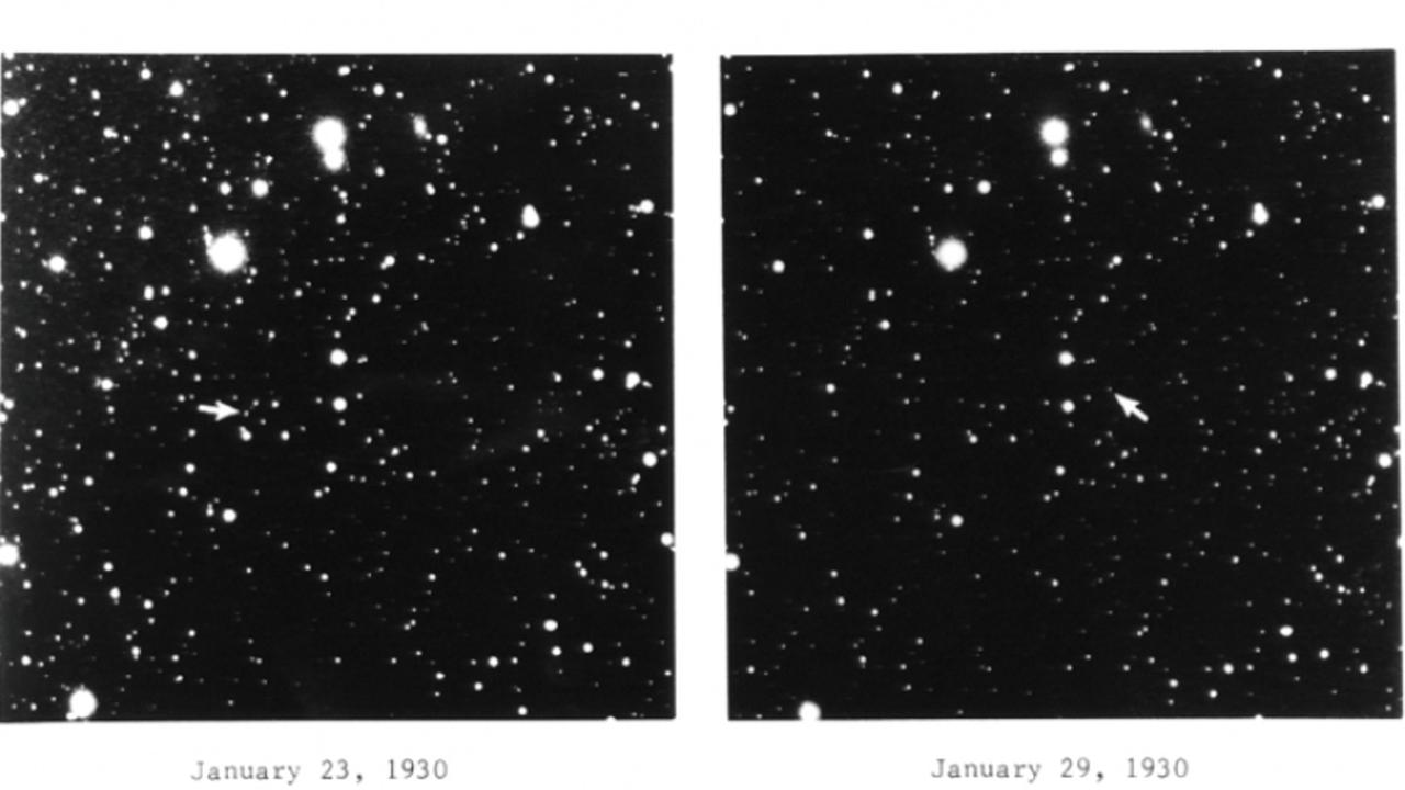 Die beiden Aufnahmen, mit denen 1930 die Entdeckung Plutos gelang 