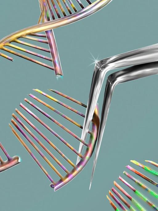 Illustration einer Schere, die ein DNA Molekül modifiziert