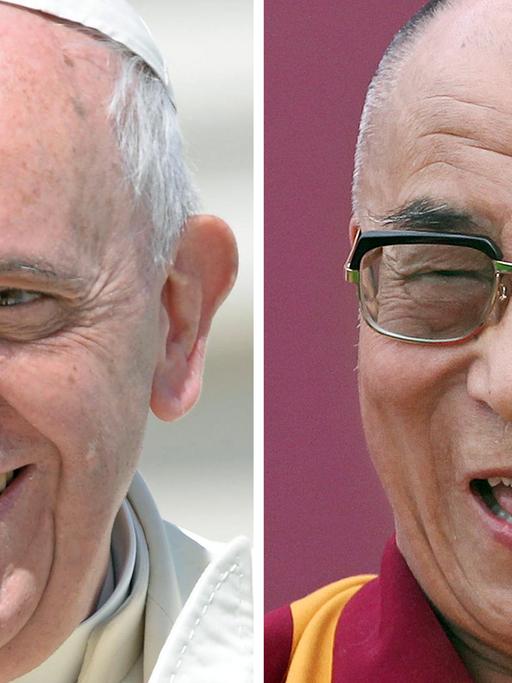 Eine Collage mit Papst Franziskus und der Dalai Lama - beide lachend