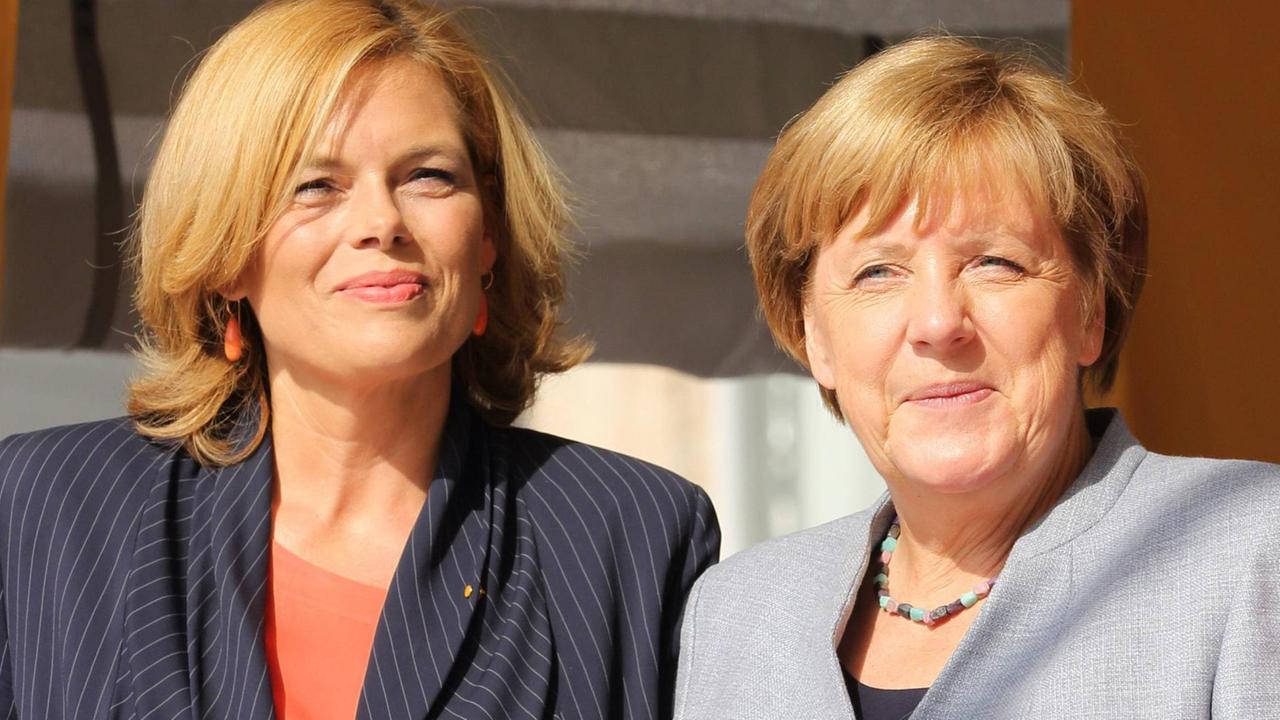 Klöckner (links) und Merkel bei einem Wahlkampfauftritt in Mainz