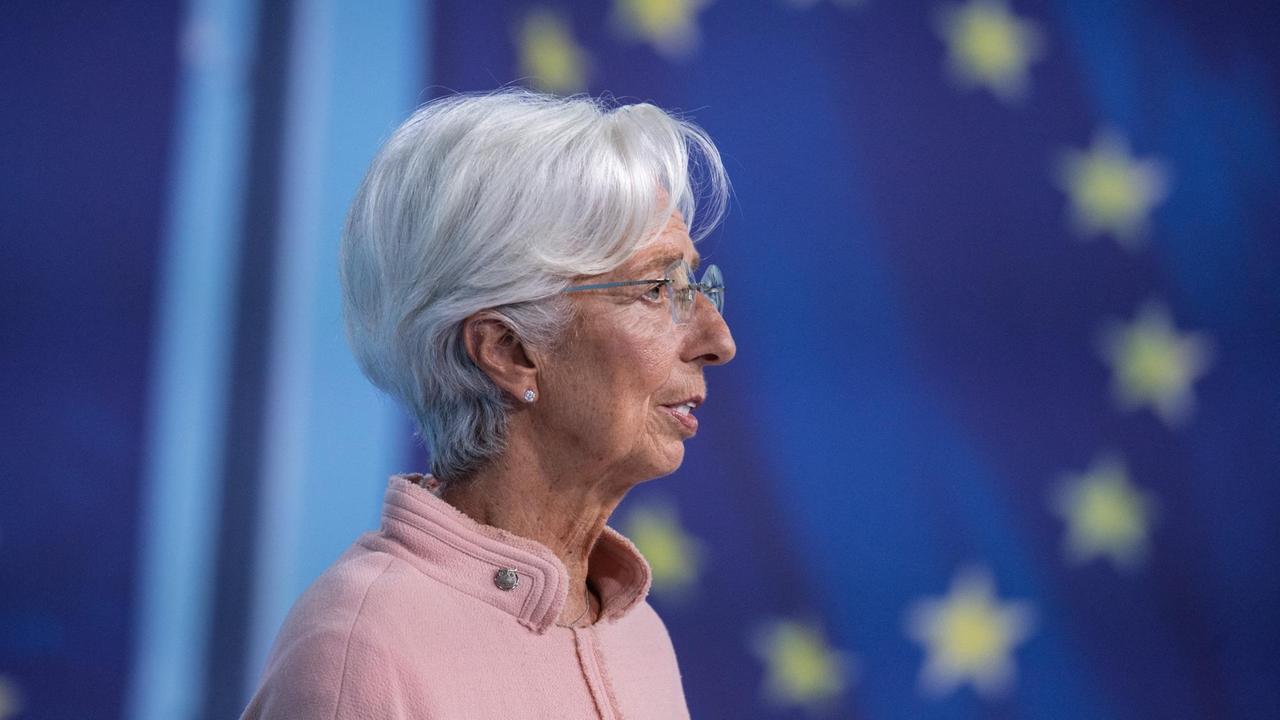 Christine Lagarde, Präsidentin der EZB, spricht auf der Pressekonferenz der Bank in Frankfurt am Main.