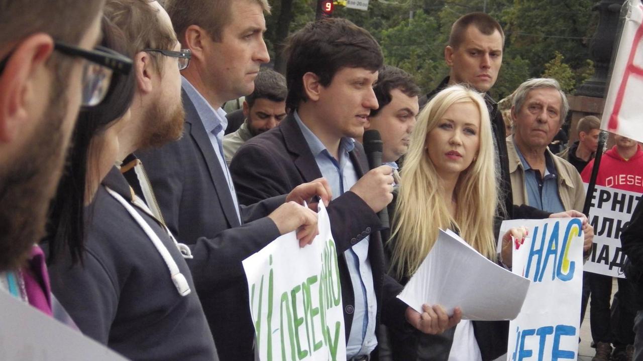 Demonstration von Aktivisten des Antikorruptionszentrums Charkow