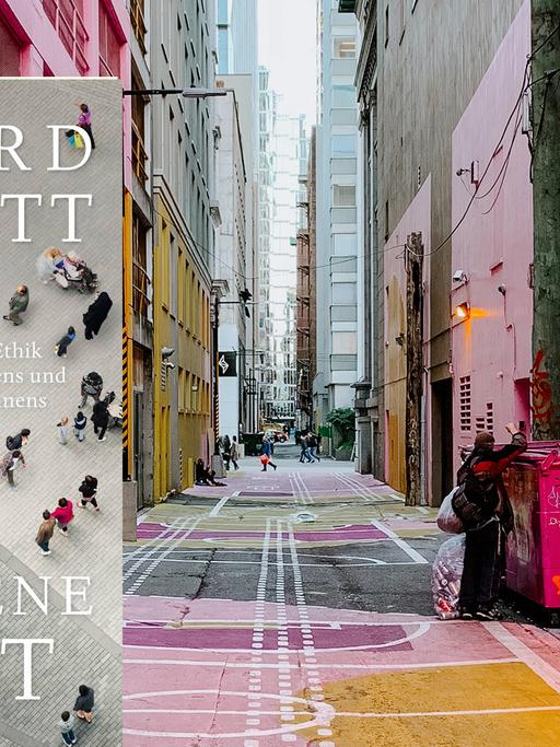 Das Cover von Richard Sennetts Buch "Die offene Stadt". Im Hintergrund ist eine bunt angemalte Straße in Vancouver zu sehen.