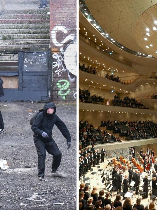 Während die Staats- und Regierungschefs der G20 in der Elbphilharmonie Beethovens "Ode an die Freude" hörten, randalierten Demonstranten auf den Straßen Hamburgs.