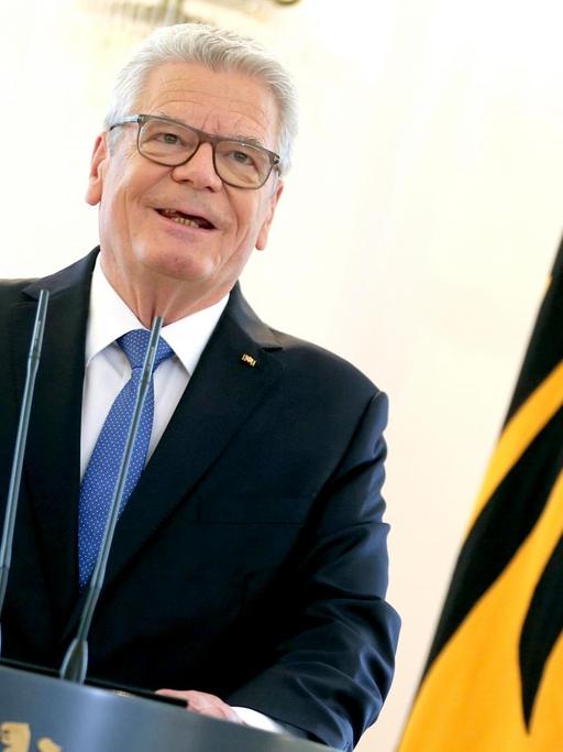 Bundespräsident Joachim Gauck gibt am 06.06.2016 im Schloss Bellevue in Berlin eine Erklärung ab