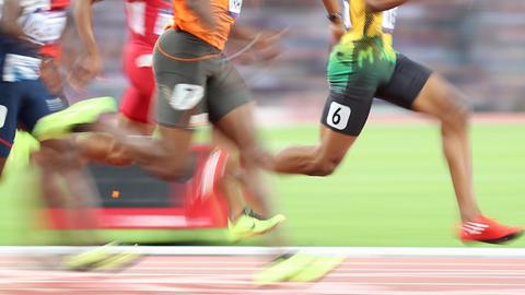 Szene aus dem Halbfinale über 200 Meter bei den Olympischen Sommerspielen in London 2012