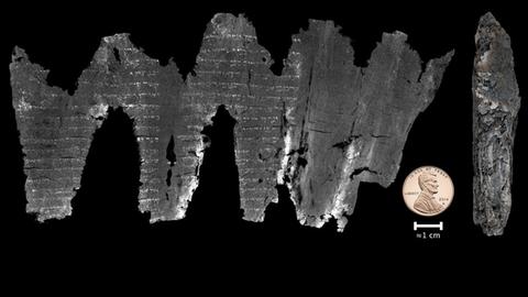 Die virtuell komplett aufgewickelte Schriftrolle von En-Gedi