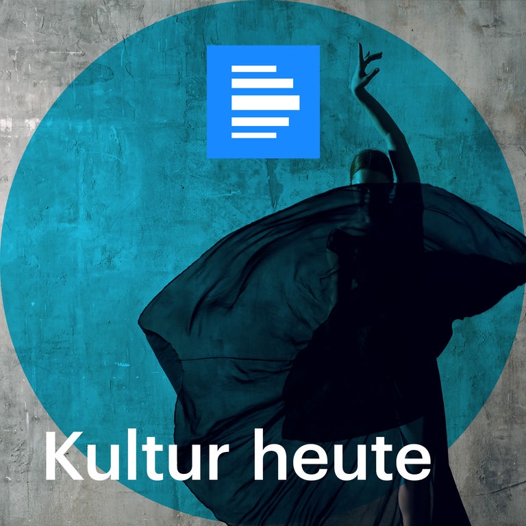Blau-türkises Sendungslogo Podcast Kultur heute Deutschlandfunk