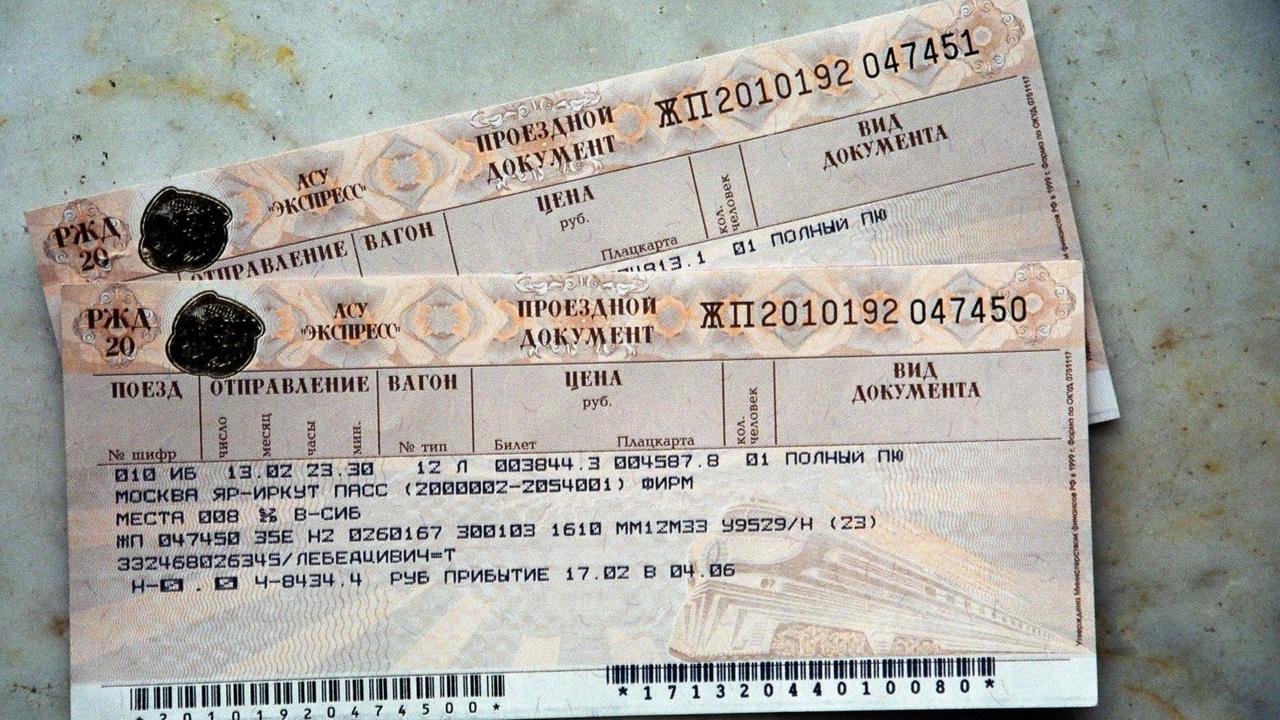 Bahntickets für die Transsibirische Eisenbahn von Irkutsk nach Wladiwostok - Russland.