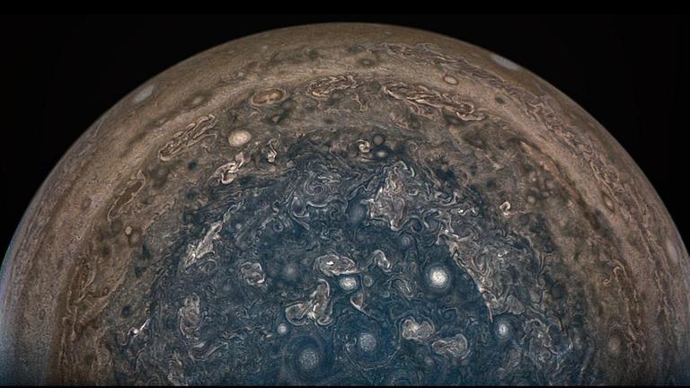 So sah die Jupiter-Sonde Juni die Südpolregion des Planeten Jupiter