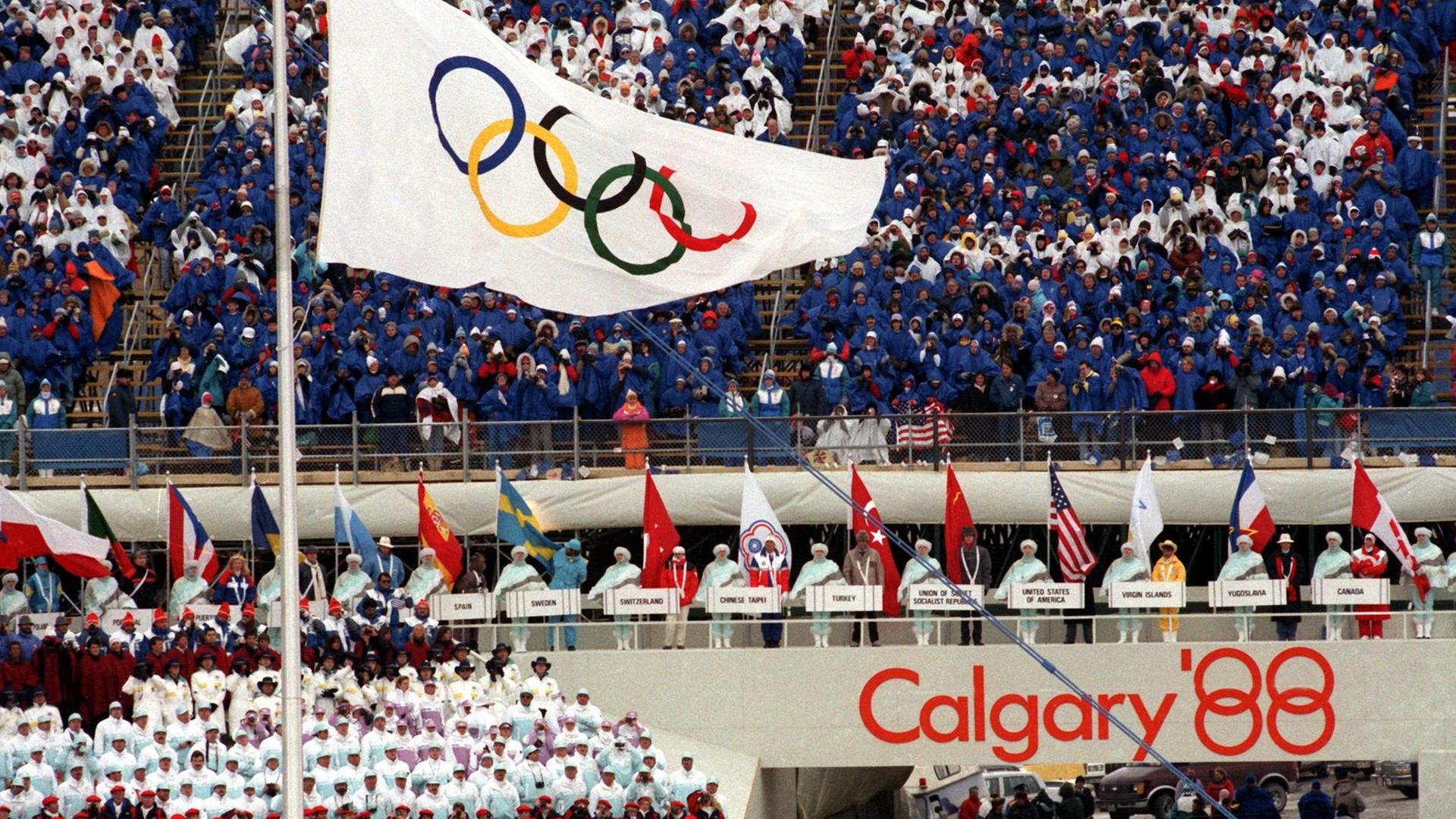 Eröffnungsfeier der Olympischen Winterspiele in Calgary 1988.